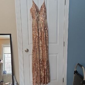Windsor Rose Gold Sequin Evening Gown